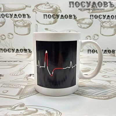 КНР 64868-B241 кружка-хамелеон 350 мл, керамика, черный с рисунком Пульс