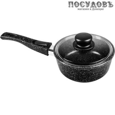Горница Гранит кш1613аг ковш с крышкой 1,0 л, Ø160 мм, алюминий литой, гранитное покрытие, съемная ручка