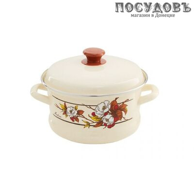 КМК 54804-512/6 кастрюля с крышкой, слоновая кость, сталь эмалированная, 1,6 л