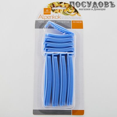 Alpenkok АК-0208 зажим для пакетов, полипропилен, 120×15, 70×15 мм, 8 шт.
