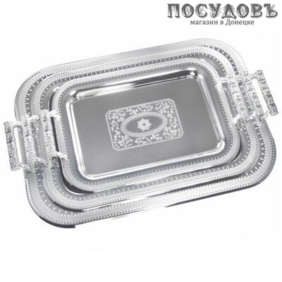 KING Hoff KH-4744 подносы в наборе, сталь нержавеющая, 505×367, 440×320, 360×260 мм, стальной 3 пр.