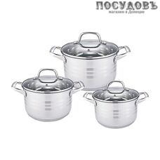 Webber BE-621/6 набор кастрюль 2,2; 3,0; 4,0 л с крышками, сталь нержавеющая, 6 пр.