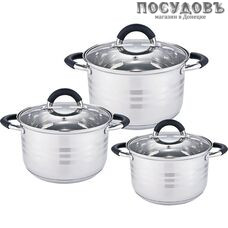 Webber BE-623/6 набор посуды, 3 кастрюли с крышками, сталь нержавеющая, 6 пр.