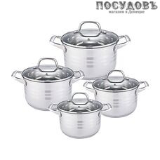 Webber BE-622/8 набор кастрюль 2,2; 3,0; 4,0; 6,6 л с крышками, сталь нержавеющая, 8 пр.