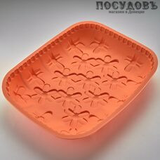 Webber Маргаритки BE-4220S прямоугольная форма для выпечки, силикон, 300×260×60 мм, цвет персиковый
