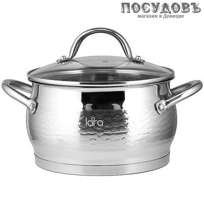 LARA Milano LR02-331 кастрюля с крышкой 3,0 л, Ø180 мм, сталь нержавеющая AISI 201, капсульное дно