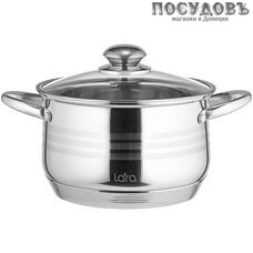 LARA Sonata 02-582LR кастрюля с крышкой 3,9 л, Ø200 мм, сталь нержавеющая AISI 201, пятислойное дно