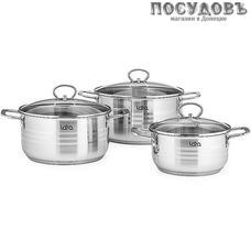 LARA Standart LR02-80 набор кастрюль, сталь нержавеющая AISI 201, 6 пр.