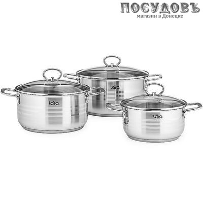 LARA Standart LR02-81 набор кастрюль, сталь нержавеющая AISI 201, 6 пр.