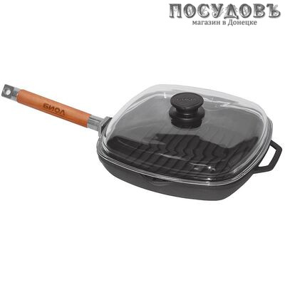 Биол 1028С сковорода-гриль с крышкой Ø280×45 мм, чугун литой, съемная ручка
