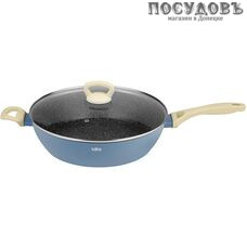 LARA Santorini LR01-12-20 сковорода вок с крышкой, 1,3 л, Ø200 мм, алюминий кованный, гранитное покрытие