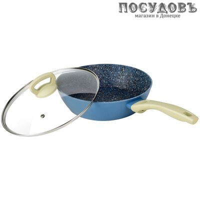 LARA Santorini LR01-12-32 сковорода вок с крышкой, 4,6 л, Ø320 мм, алюминий кованный, гранитное покрытие