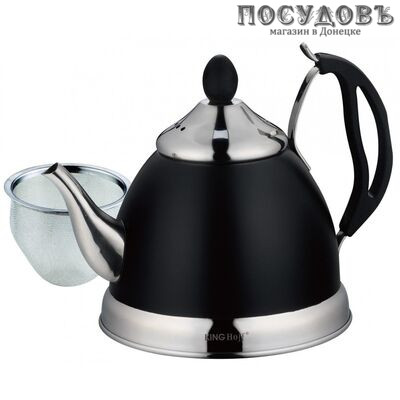 KING Hoff KH-1538 чайник заварочный с фильтром, 1,0 л, сталь нержавеющая, черный