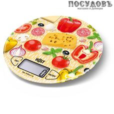 HOLT Пицца HT-KS-003 весы кухонные-платформа, до 8,0 кг, цвет желтый с рисунком, гарантия 1 год