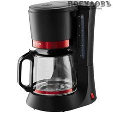 Delta Lux DL-8152 кофеварка капельная, 700 Вт, 1200 мл, цвет черный с красным
