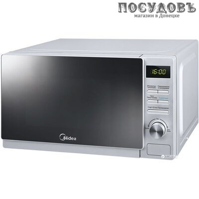 Midea AG720C4E-S отдельностоящая микроволновая печь, 700 Вт, с грилем 1000 Вт, 20 л, серебро