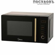 Midea AM820CMF-BG отдельностоящая микроволновая печь, 800 Вт, обычная (соло), 20 л, черная с золотой обводкой