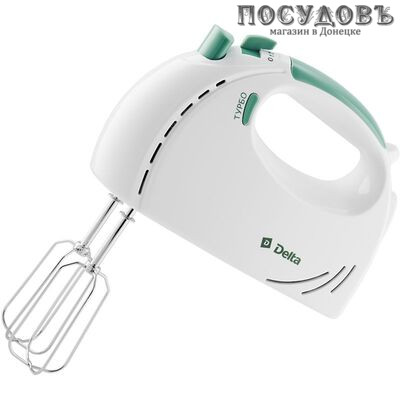 Delta DL-5061 миксер ручной, 300 Вт, 5 скоростей, цвет белый с зеленым