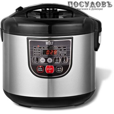 HOLT HT-MC-004 мультиварка 800 Вт, 10 программ, чаша 5 л, керамическое покрытие, цвет металлик с черным