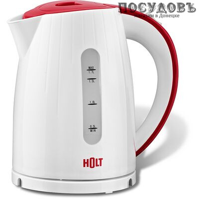 HOLT HT-KT-008 электрочайник, 2200 Вт, 1 700 мл, пластиковый, цвет белый с красным, гарантия 1 год