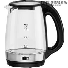 HOLT KT-009 электрочайник, 2200 Вт, 1 700 мл, стекло закаленное, внутренняя подсветка, цвет черный, гарантия 1 год