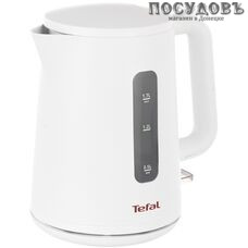 Tefal 200130КО электрочайник, 2400 Вт, 1 700 мл, пластиковый, цвет белый, Франция, гарантия 1 год