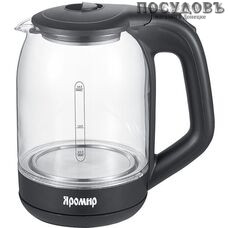 Яромир ЯР-1050 электрочайник, 2000 Вт, 1 800 мл, стекло закаленное, цвет черный, Россия, гарантия 1 год