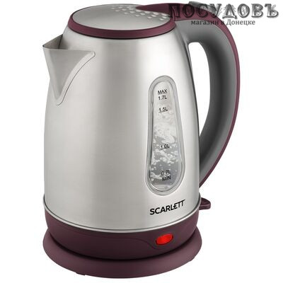 Scarlett SC-EK21S89 электрочайник, 2200 Вт, 1700 мл, сталь нержавеющая, цвет бордовый