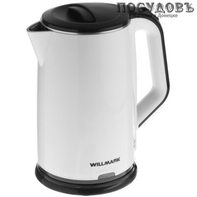 WillMark WEK-2012PS электрочайник, 2000 Вт, 2000 мл, двойной нержавейка/пластик, цвет белый