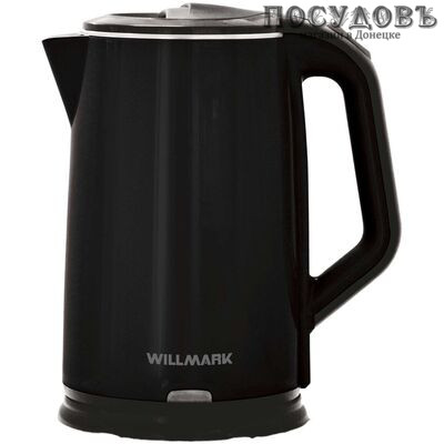 WillMark WEK-2012PS электрочайник, 2000 Вт, 2 000 мл, двойной нержавейка/пластик, цвет черный