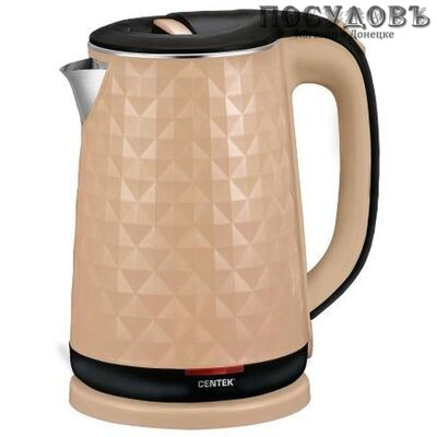 Centek CT-0022 Beige электрочайник, 2000 Вт, 1800 мл, двойной нержавейка/пластик, цвет бежевый