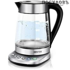 Centek Dubai CT-0060 электрочайник, 2100 Вт, 1700 мл, стекло термостойкое, цвет стальной