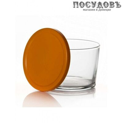 Pasabahce Basic 42230 банка для хранения с оранжевой крышкой, Ø83×62 мм, 200 мл, стекло, Россия 1 шт.