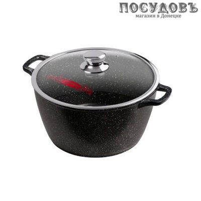 Горница Гранит К303аг кастрюля с крышкой 8,0 л, Ø300 мм, алюминий литой, мраморное покрытие