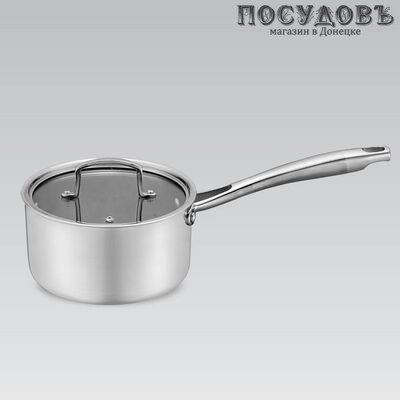 Maestro MR-3504-16S ковш с крышкой 1,6 л, сталь нержавеющая, Ø160 мм, антипригарное покрытие, 2 пр.