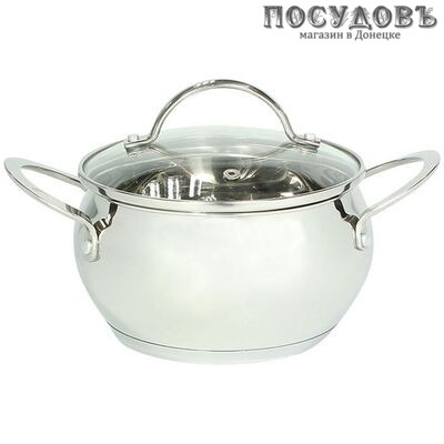 Webber BE-118/2 кастрюля сферическая с крышкой, сталь нержавеющая, 4,8 л, Ø220×125 мм, Россия, 2 пр.