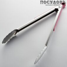 Webber ВЕ-1588, щипцы кулинарные, 300 мм, сталь нержавеющая, цвет темно-розовый