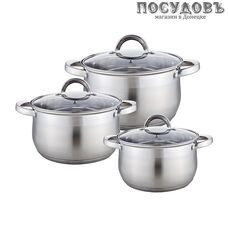 Webber BE-617/6 набор кастрюль 2,9; 5,1; 6,6 с крышками, сталь нержавеющая, 6 пр.