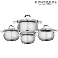 Webber BE-620/8 набор посуды, 4 кастрюли с крышками, сталь нержавеющая, 8 пр.