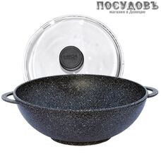 Биол WOK Гранит грей 28034ПС сковорода вок с крышкой, 4,0 л, Ø280×100 мм, алюминий литой, гранитное Greblon Биол WOK Гранит грей 28034ПС сковорода вок с крышкой, 4,0 л, Ø280×100 мм, алюминий литой, гранитное Greblon