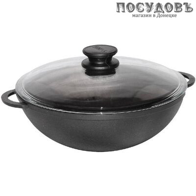 Биол 0526С сковорода вок с крышкой Ø260×93 мм, чугун литой