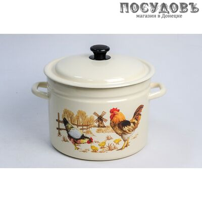 КМК Подворье 41804-202/6-У2 кастрюля с крышкой, слоновая кость, сталь эмалированная, 8,0 л мм, 2 пр.