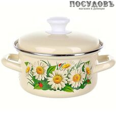 КМК 51904-352/6 кастрюля с крышкой 1,5 л, сталь эмалированная, цвет слоновая кость