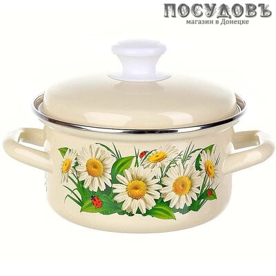 КМК 51904-352/6 кастрюля с крышкой 1,5 л, сталь эмалированная, цвет слоновая кость