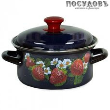 КМК 51915-353/6 кастрюля с крышкой 1,5 л, сталь эмалированная, цвет бостон с рисунком