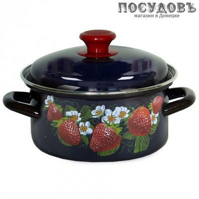 КМК 51915-353/6 кастрюля с крышкой 1,5 л, сталь эмалированная, цвет бостон с рисунком