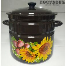 КМК 41804-222/6-У2 кастрюля с крышкой 10,0 л, сталь эмалированная, цвет коричневый с рисунком