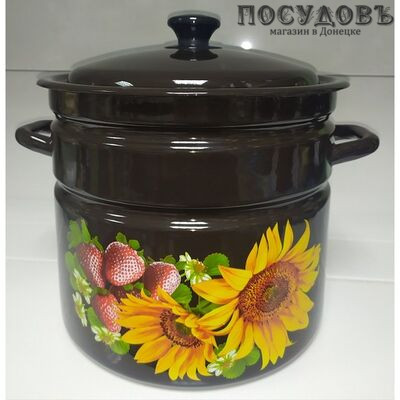 КМК 41804-222/6-У2 кастрюля с крышкой 10,0 л, сталь эмалированная, цвет коричневый с рисунком