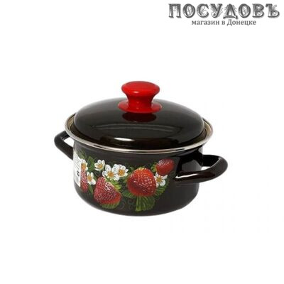 КМК 61904-102/6-У4 кастрюля с крышкой 2,0 л, сталь эмалированная, цвет коричневый с рисунком