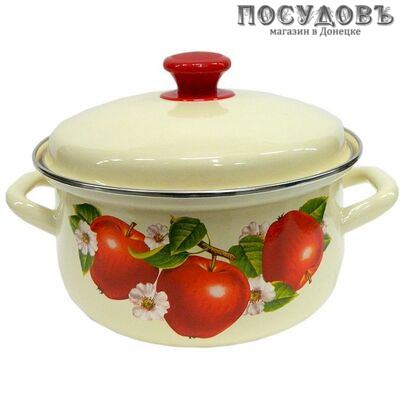 КМК 61904-122/6-У4 кастрюля с крышкой 3 л, сталь эмалированная, цвет слоновая кость